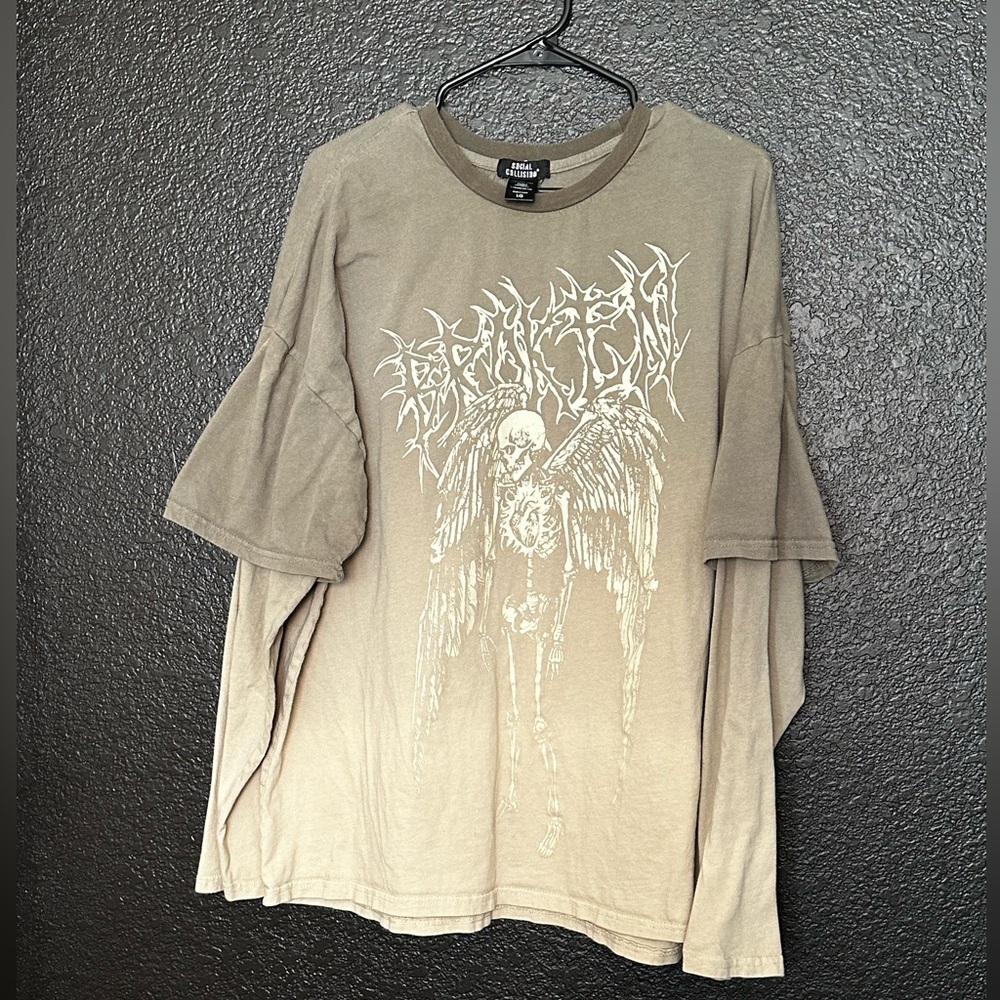 Social Collision Hot Topic Men's Acid Washed 90s Layered Graphic Tee